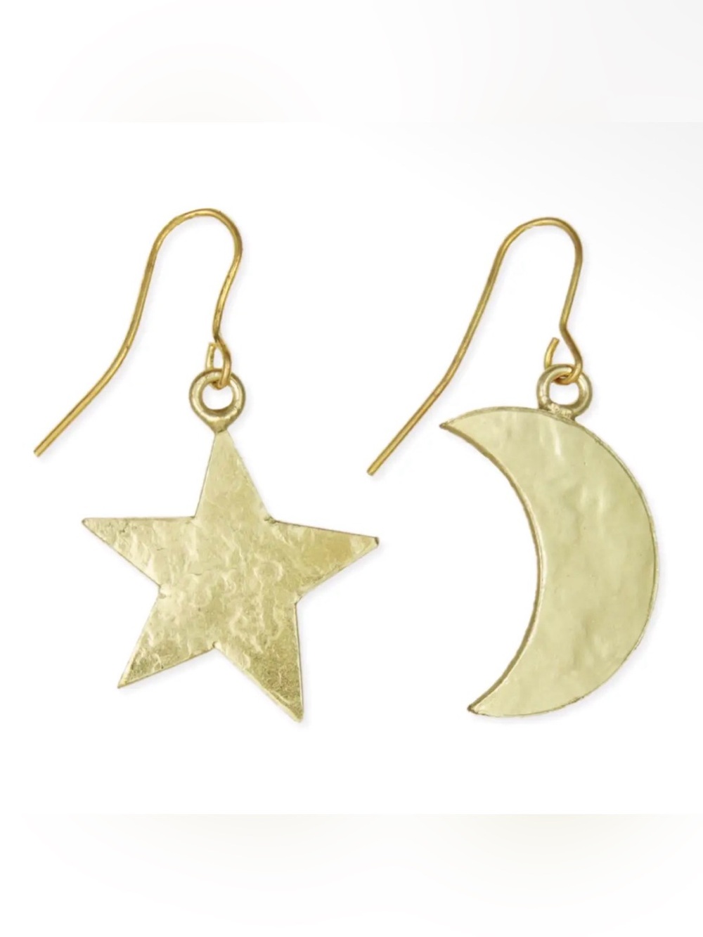 Textured Skies Gold Star and Moon Dangle Earrings